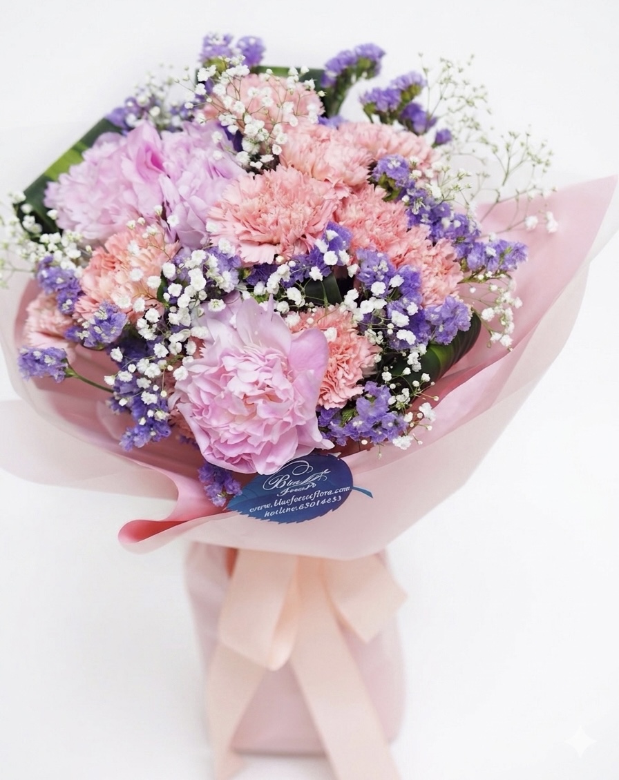 Mother's day *Endless Love*粉紅康乃馨配荷蘭牡丹花束