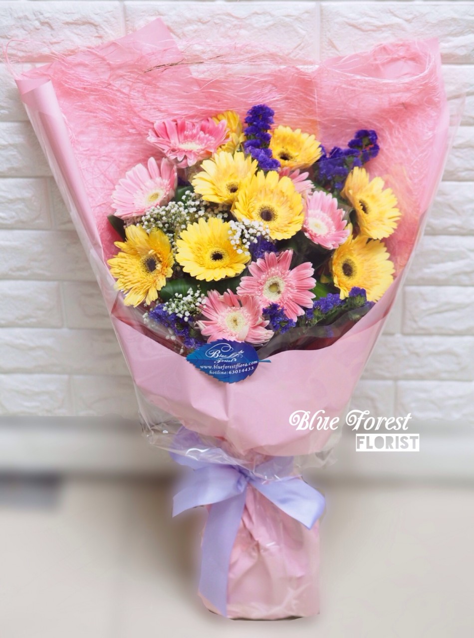 雙色太陽花畢業花束(香檳/粉紅)