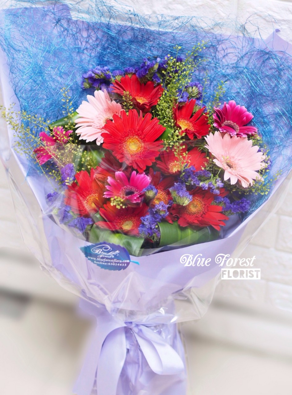 雙色太陽花畢業花束(粉紅/紅)