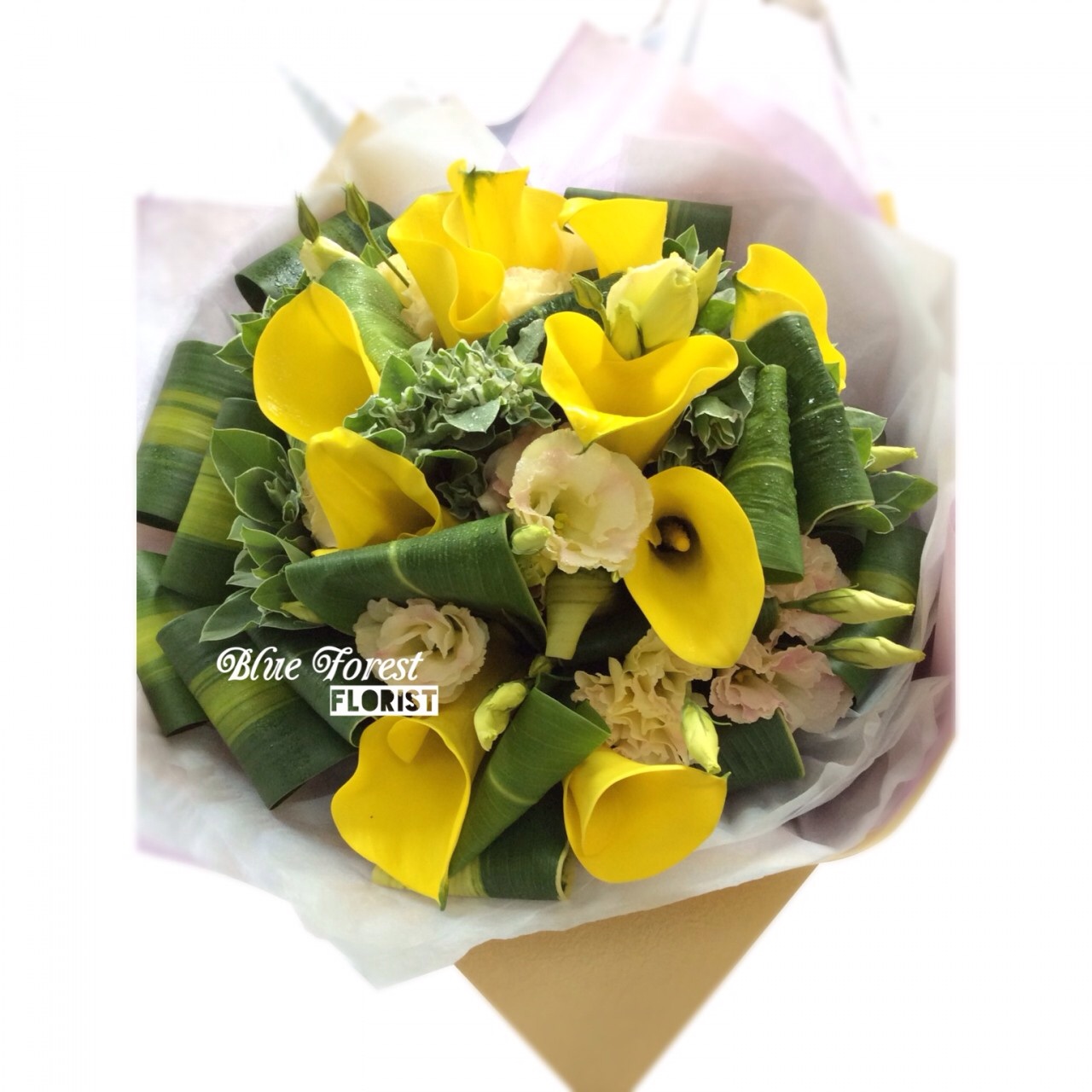 荷蘭黃色馬蹄蘭連襯花花束