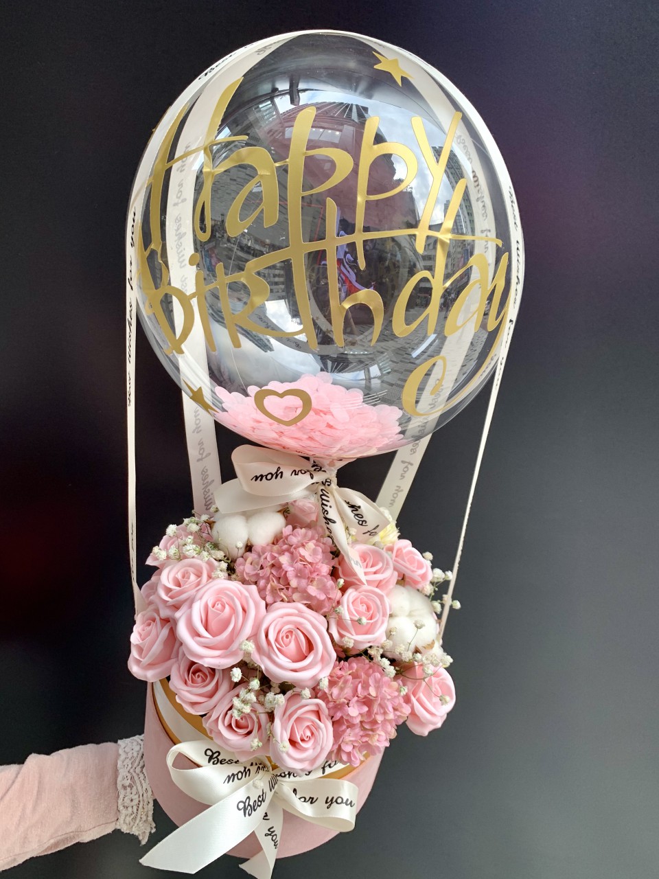 *告白氣球*香薰玫瑰花盒連生日氣球(可選鮮花玫瑰/仿真花香薰玫瑰)