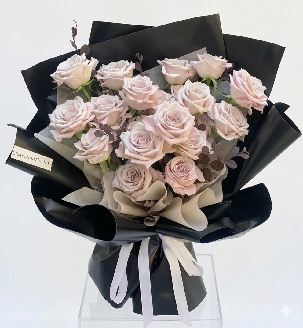 新品種*18枝肯亞銀灰色玫瑰花束(Manta rose)